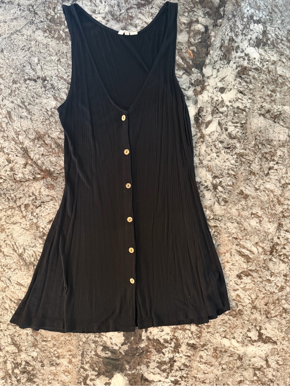 Roxy Black Sleeveless Button-Front Mini Dress
